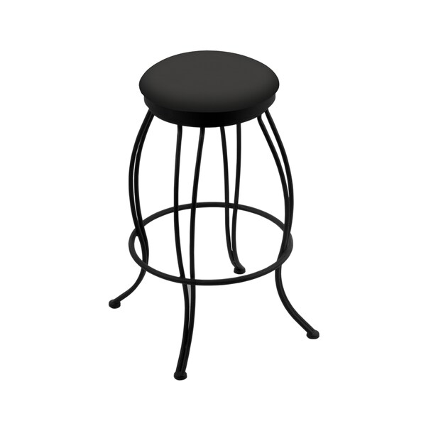 30" Swivel Bar Stool, Black Wrinkle, Canter Iron Seat